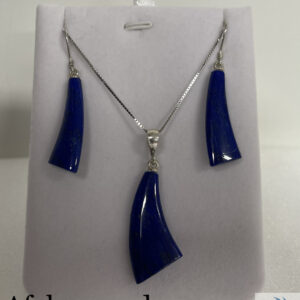 Lapis lazuli earrings and necklace and sterling silver chain #010