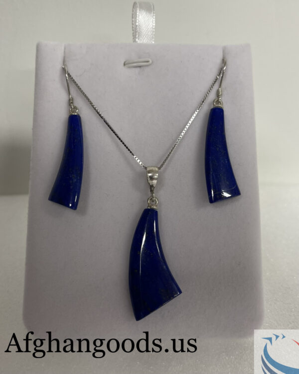 Lapis lazuli earrings and necklace and sterling silver chain #010