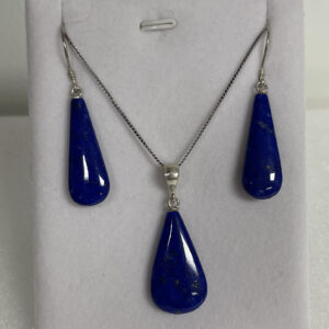 Lapis lazuli earrings and necklace and sterling silver chain #011