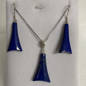 Lapis lazuli earrings and necklace and sterling silver chain #009