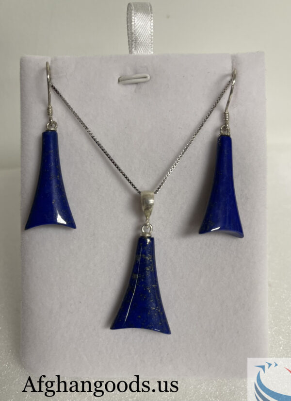Lapis lazuli earrings and necklace and sterling silver chain #009